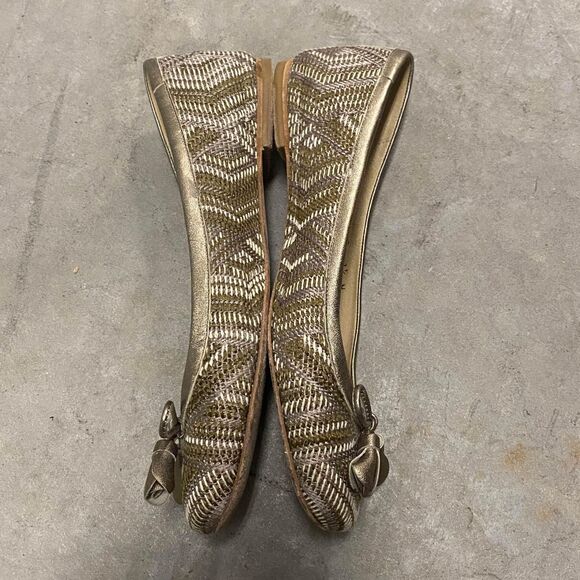 Stuart Weitzman Gold Patterned Ballet Flats Women's Sz 7.5N - Picture 3 of 7